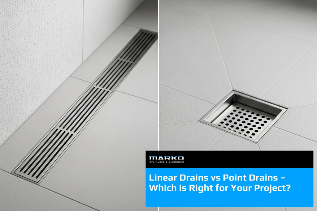 When it comes to managing water in bathrooms, kitchens, and outdoor spaces, choosing the right drainage system is crucial. Builders, architects, and facility managers often weigh up two main options: linear drains and point drains. Both offer benefits, but the best choice depends on the specific requirements of the project. At Marko Stainless, we fabricate durable, hygienic, and corrosion-resistant stainless steel drains including linear drains and point drains to suit schools, hospitality venues, healthcare facilities, and commercial projects. In this blog, we’ll compare the two systems to help you make an informed decision. What is a Point Drain? A point drain is the traditional drainage system found in most bathrooms and kitchens. Water flows towards a central, usually square or circular, drain cover. Advantages of Point Drains: • Cost-effective and widely available • Simple design suitable for small spaces • Easy to integrate into existing bathrooms or kitchens Limitations of Point Drains: • Requires sloped flooring from all sides towards the drain, which can complicate installation • In high-traffic or large spaces, multiple point drains may be needed to handle water efficiently • Can be harder to clean if debris builds up around the drain cover What is a Linear Drain? A linear drain is a long, narrow drain (also called a trench or channel drain) that collects water along its length. Instead of sloping floors in multiple directions, flooring only needs to slope in one direction towards the drain. Advantages of Linear Drains: • Ideal for larger spaces such as commercial kitchens, schools, and outdoor courtyards • Provides faster and more efficient water removal • Flooring only needs a single slope, simplifying construction • Sleek, modern appearance that appeals to architects • Easier to clean, with removable grates and greater flow capacity Limitations of Linear Drains: • Higher upfront cost compared to point drains • Requires precise installation for maximum performance Applications of Point Drains Point drains are still widely used and are perfectly suited for: • Residential bathrooms and kitchens • Small-scale washrooms • Low-traffic areas where water flow is minimal They are the economical choice when the space is small and easy to slope. Applications of Linear Drains Linear drains are the preferred choice for commercial and high-traffic spaces, including: • Schools: Wash trough areas, change rooms, and outdoor courtyards • Hospitality: Commercial kitchens where constant water management is required • Healthcare: Hospitals and laboratories where hygiene and drainage efficiency are critical • Outdoor Spaces: Pools, sports facilities, and public amenities Because of their larger capacity and sleek design, stainless steel linear drains are increasingly specified by architects in modern projects. Why Stainless Steel for Drains? Both point drains and linear drains are available in various materials, but stainless steel offers clear advantages: • Corrosion Resistance: Essential for kitchens, bathrooms, and outdoor areas exposed to water. • Hygiene: Stainless is non-porous and easy to clean, making it suitable for schools and healthcare. • Strength: Withstands heavy use in commercial kitchens and public spaces. • Aesthetic: Provides a modern, professional finish that complements contemporary design. At Marko Stainless, we fabricate both stainless point drains and stainless linear drains, ensuring durability and performance for every application. Making the Right Choice When deciding between a linear drain and a point drain, consider: • Size of the area – Larger spaces benefit from linear drains, while small bathrooms may be fine with point drains. • Compliance – Some projects, such as school washrooms, may require drainage systems that meet EFSG standards when integrated with troughs and basins. • Budget – Point drains are more affordable upfront, but linear drains may save money in maintenance and cleaning long term. • Design goals – Linear drains provide a sleek, seamless look that architects often prefer. Why Choose Marko Stainless? • Over 30 years’ experience in stainless fabrication • ASSDA accredited fabricator for quality assurance • Locally fabricated stainless steel drains built for Australian conditions • EFSG compliant options available for school projects • Trusted by builders, architects, and plumbing wholesalers Conclusion Both linear drains and point drains have their place in modern construction. Point drains are cost-effective for small spaces, while stainless steel linear drains excel in high-traffic, large, and hygiene-critical environments. By working with Marko Stainless, you can be confident that whichever system you choose will be fabricated to the highest standards of durability and performance. Contact Marko Stainless today to discuss stainless steel linear drains and point drains for your next project.