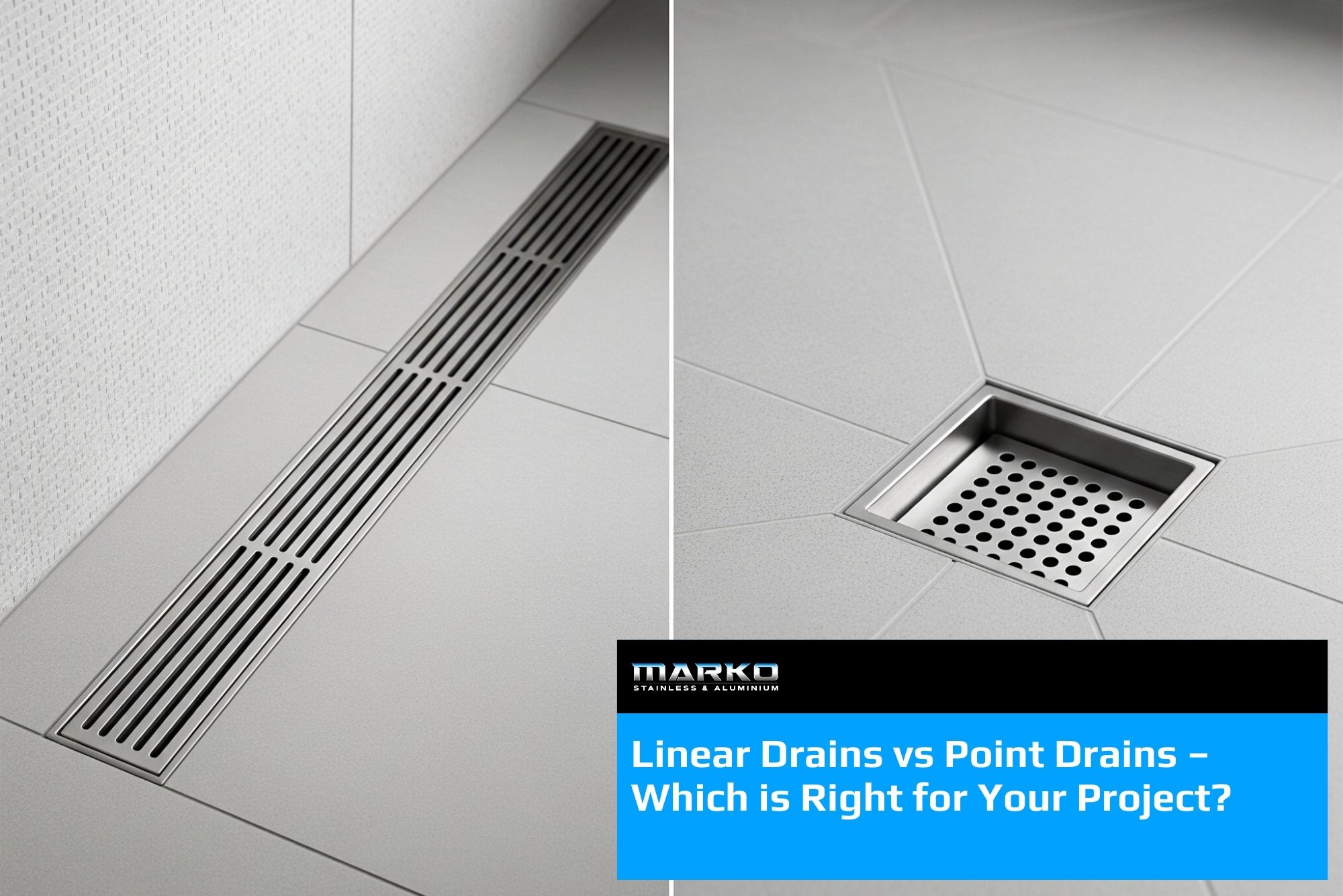 When it comes to managing water in bathrooms, kitchens, and outdoor spaces, choosing the right drainage system is crucial. Builders, architects, and facility managers often weigh up two main options: linear drains and point drains. Both offer benefits, but the best choice depends on the specific requirements of the project. At Marko Stainless, we fabricate durable, hygienic, and corrosion-resistant stainless steel drains including linear drains and point drains to suit schools, hospitality venues, healthcare facilities, and commercial projects. In this blog, we’ll compare the two systems to help you make an informed decision. What is a Point Drain? A point drain is the traditional drainage system found in most bathrooms and kitchens. Water flows towards a central, usually square or circular, drain cover. Advantages of Point Drains: • Cost-effective and widely available • Simple design suitable for small spaces • Easy to integrate into existing bathrooms or kitchens Limitations of Point Drains: • Requires sloped flooring from all sides towards the drain, which can complicate installation • In high-traffic or large spaces, multiple point drains may be needed to handle water efficiently • Can be harder to clean if debris builds up around the drain cover What is a Linear Drain? A linear drain is a long, narrow drain (also called a trench or channel drain) that collects water along its length. Instead of sloping floors in multiple directions, flooring only needs to slope in one direction towards the drain. Advantages of Linear Drains: • Ideal for larger spaces such as commercial kitchens, schools, and outdoor courtyards • Provides faster and more efficient water removal • Flooring only needs a single slope, simplifying construction • Sleek, modern appearance that appeals to architects • Easier to clean, with removable grates and greater flow capacity Limitations of Linear Drains: • Higher upfront cost compared to point drains • Requires precise installation for maximum performance Applications of Point Drains Point drains are still widely used and are perfectly suited for: • Residential bathrooms and kitchens • Small-scale washrooms • Low-traffic areas where water flow is minimal They are the economical choice when the space is small and easy to slope. Applications of Linear Drains Linear drains are the preferred choice for commercial and high-traffic spaces, including: • Schools: Wash trough areas, change rooms, and outdoor courtyards • Hospitality: Commercial kitchens where constant water management is required • Healthcare: Hospitals and laboratories where hygiene and drainage efficiency are critical • Outdoor Spaces: Pools, sports facilities, and public amenities Because of their larger capacity and sleek design, stainless steel linear drains are increasingly specified by architects in modern projects. Why Stainless Steel for Drains? Both point drains and linear drains are available in various materials, but stainless steel offers clear advantages: • Corrosion Resistance: Essential for kitchens, bathrooms, and outdoor areas exposed to water. • Hygiene: Stainless is non-porous and easy to clean, making it suitable for schools and healthcare. • Strength: Withstands heavy use in commercial kitchens and public spaces. • Aesthetic: Provides a modern, professional finish that complements contemporary design. At Marko Stainless, we fabricate both stainless point drains and stainless linear drains, ensuring durability and performance for every application. Making the Right Choice When deciding between a linear drain and a point drain, consider: • Size of the area – Larger spaces benefit from linear drains, while small bathrooms may be fine with point drains. • Compliance – Some projects, such as school washrooms, may require drainage systems that meet EFSG standards when integrated with troughs and basins. • Budget – Point drains are more affordable upfront, but linear drains may save money in maintenance and cleaning long term. • Design goals – Linear drains provide a sleek, seamless look that architects often prefer. Why Choose Marko Stainless? • Over 30 years’ experience in stainless fabrication • ASSDA accredited fabricator for quality assurance • Locally fabricated stainless steel drains built for Australian conditions • EFSG compliant options available for school projects • Trusted by builders, architects, and plumbing wholesalers Conclusion Both linear drains and point drains have their place in modern construction. Point drains are cost-effective for small spaces, while stainless steel linear drains excel in high-traffic, large, and hygiene-critical environments. By working with Marko Stainless, you can be confident that whichever system you choose will be fabricated to the highest standards of durability and performance. Contact Marko Stainless today to discuss stainless steel linear drains and point drains for your next project.