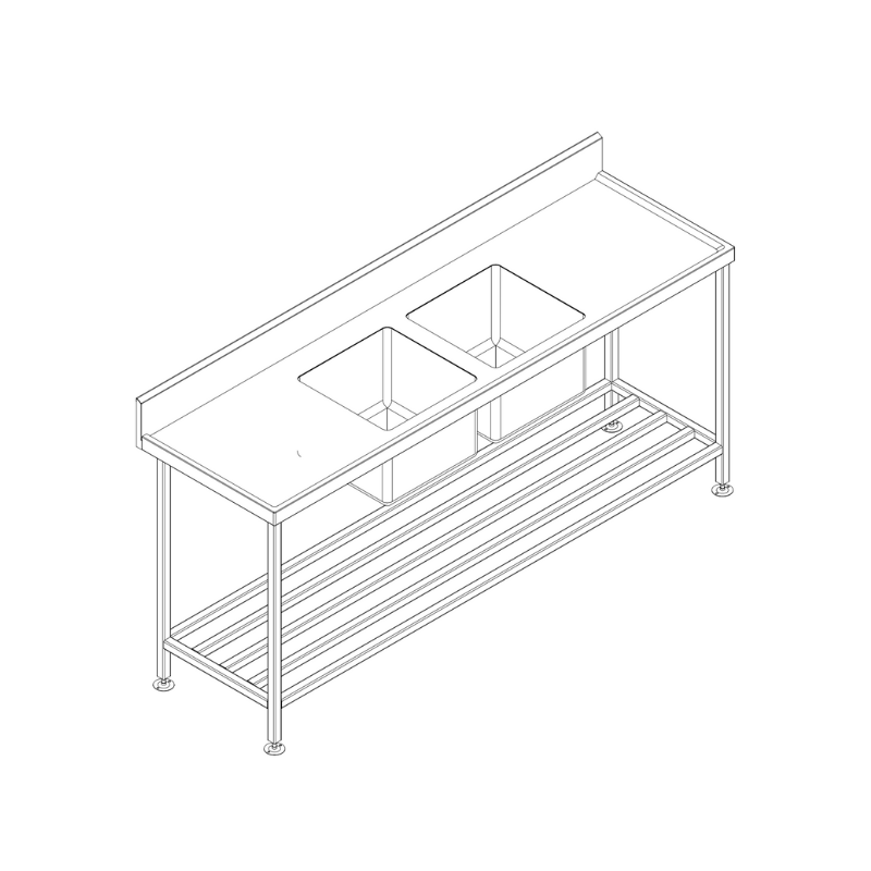Wet Lip Double Bowl Bench Centre