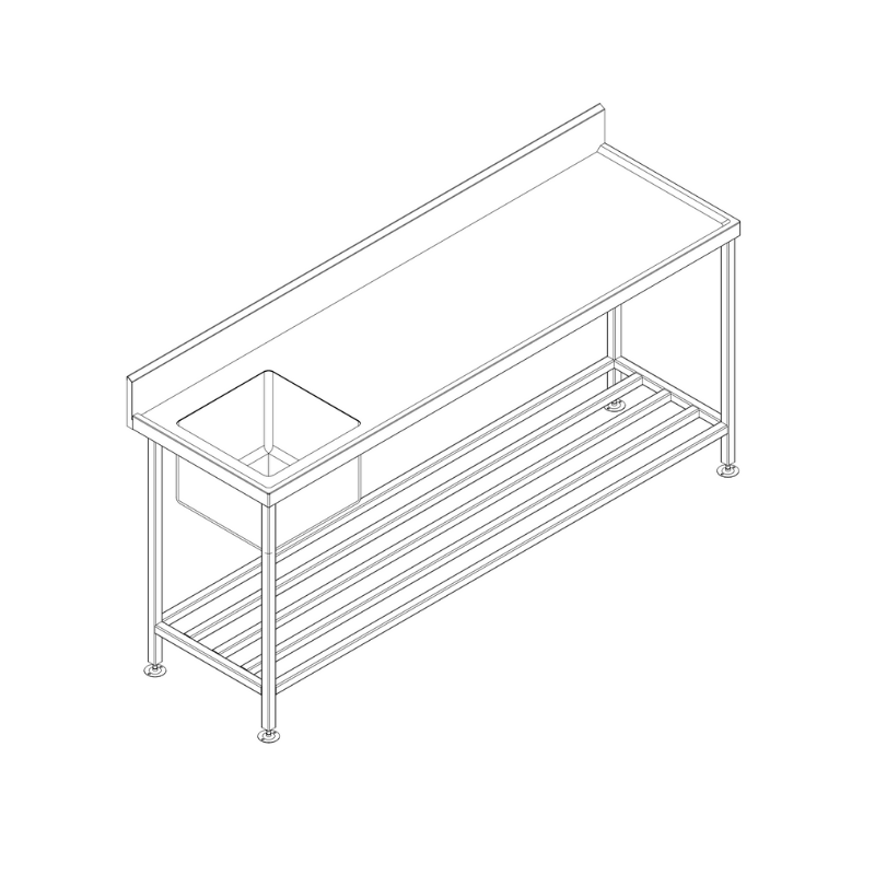 Wet Lip Single Bowl Bench Left