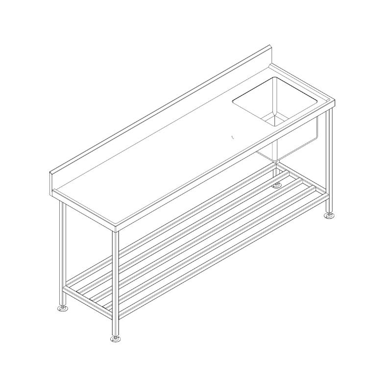 Wet Lip Single Bowl Bench Right