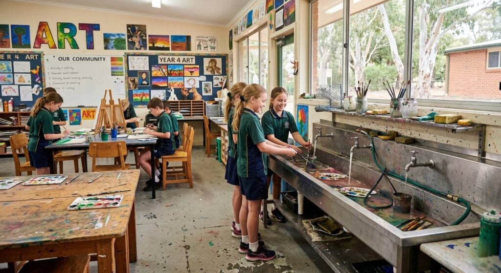 Stainless Steel Art Troughs for Schools and Education Spaces -